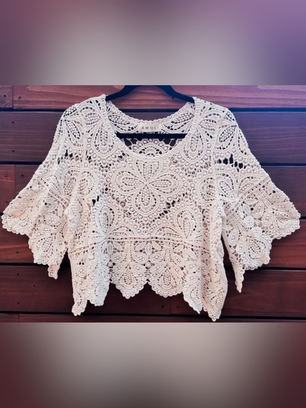 Amour Crochet Lace Crop Top - Cream